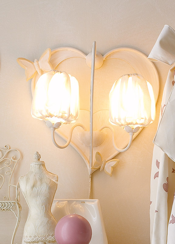<strong>2138</strong> applique cuore 2 luci L. 36 x P. 20 x H. 37 cm