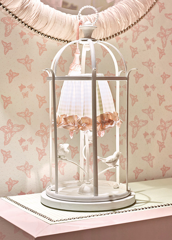 <strong>ML07</strong> base lampada gabbia uccellini 1 luce Ø 27 x H. 54 cm