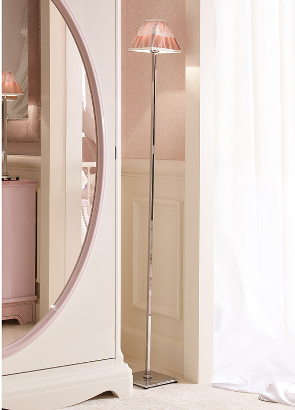 <strong>2035</strong> piantana cromo a stelo 1 luce con paralume L. 20 x P. 20 x H. 161 cm