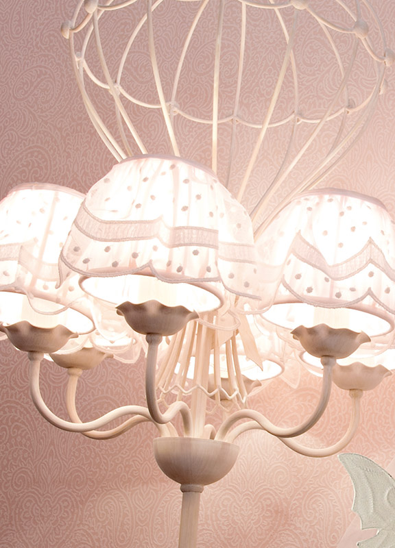 <strong>PAR29</strong> paralume in tessuto increspato con tulle Ø 14 x H.14 cm 