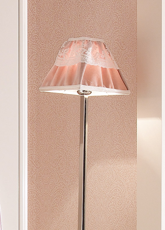 <strong>PAR27</strong> paralume tronco piramidale in tessuto increspato con tulle 17 x 17 x H. 15 cm 